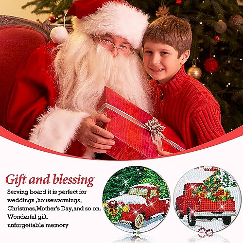 Diy 8pcs/set Christmas Diamond Painting Coasters with Holder