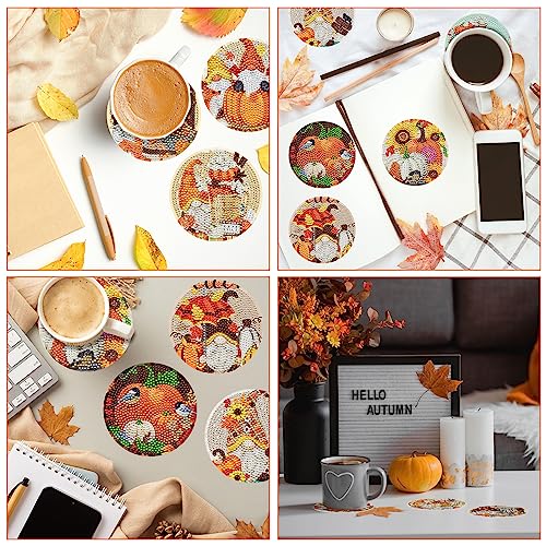 Diy 8pcs/set Diamond Painting Coasters with Holder