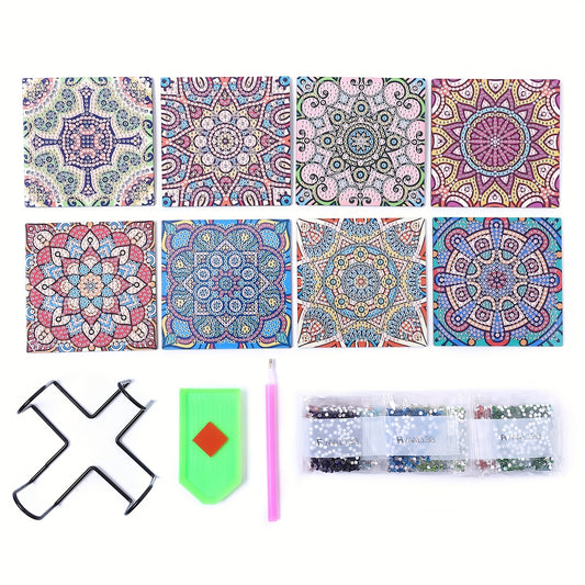 Diy 10pcs/set Diamond Painting Coasters with Holder