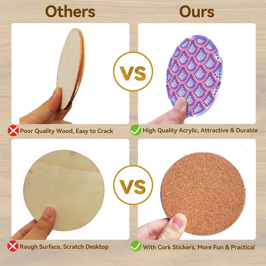 Diy 8pcs/set Diamond Painting Coasters with Holder