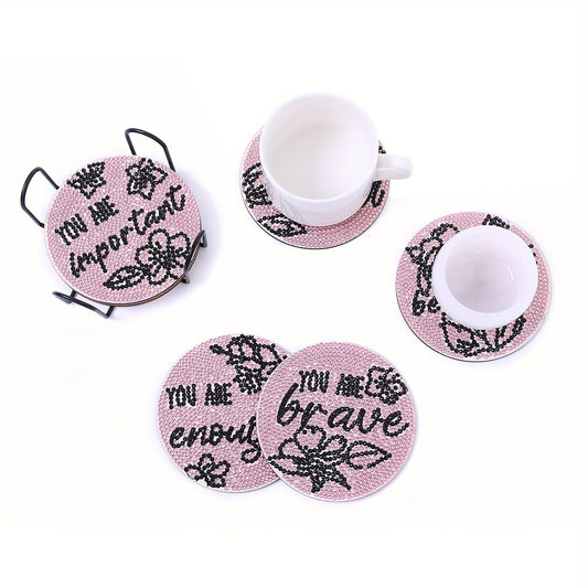 Diy 8pcs/set Diamond Painting Coasters with Holder