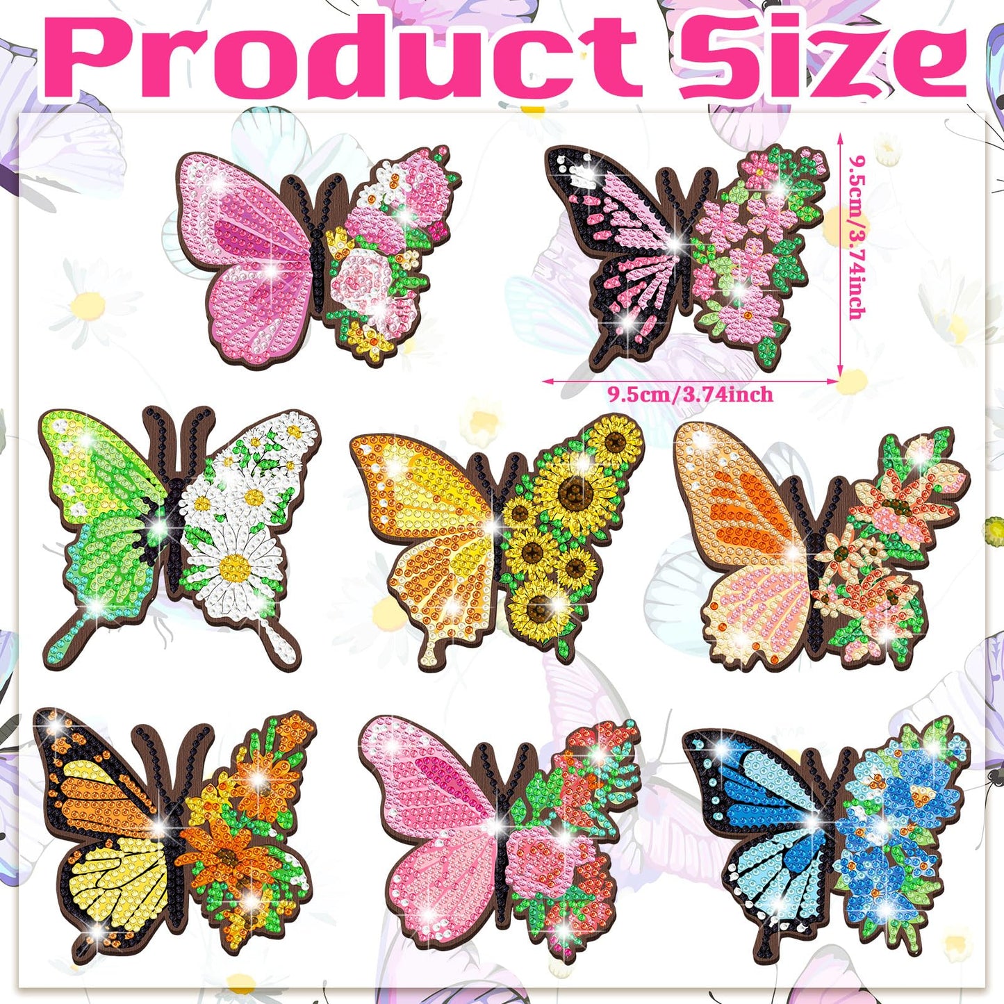 Diy 8pcs/set Diamond Painting Coasters with Holder