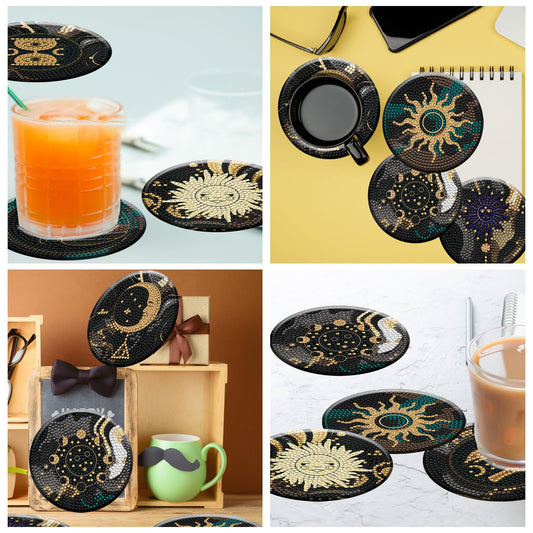 Diy 8pcs/set Diamond Painting Coasters with Holder