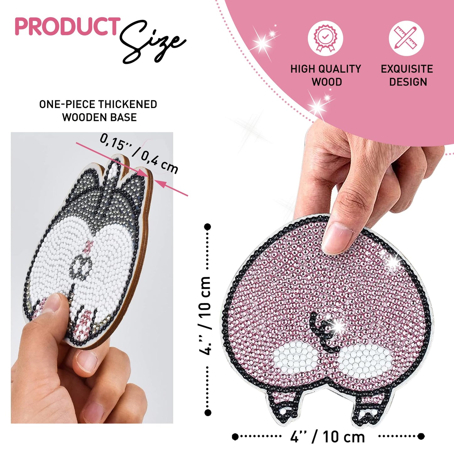 Diy 6pcs/set Animal Diamond Painting Coasters with Holder