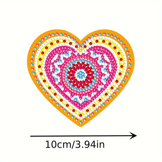 Diy 8pcs/set Heart Diamond Painting Coasters with Holder