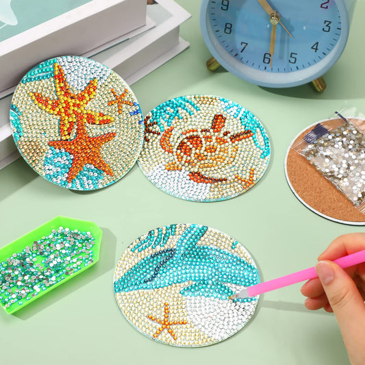 Diy 8pcs/set Diamond Painting Coasters with Holder