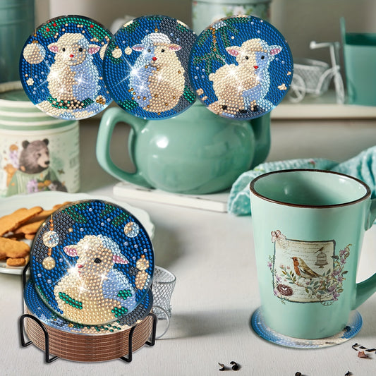 Diy 8pcs/set Diamond Painting Coasters with Holder
