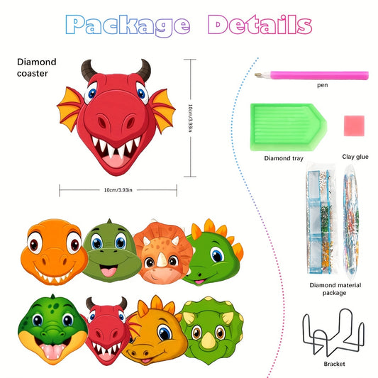 Diy 8pcs/set Diamond Painting Coasters with Holder