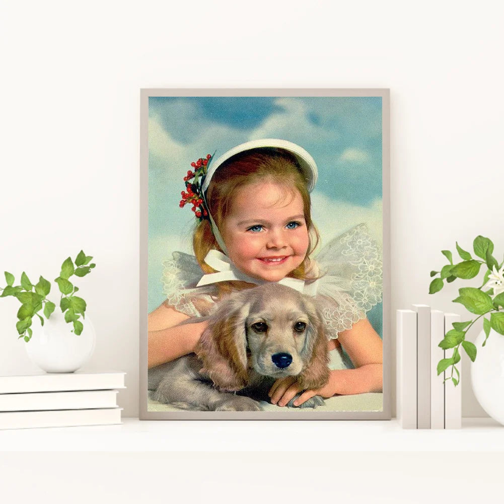 Girl And Dog Cavalier King Charles Spaniel | Diamond Painting