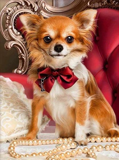 Chihuahua Dog Wearing Bow | Diamond Painting