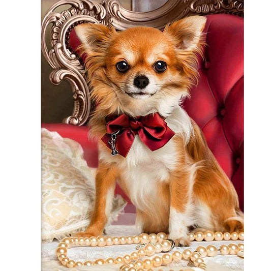 Chihuahua Dog Wearing Bow | Diamond Painting
