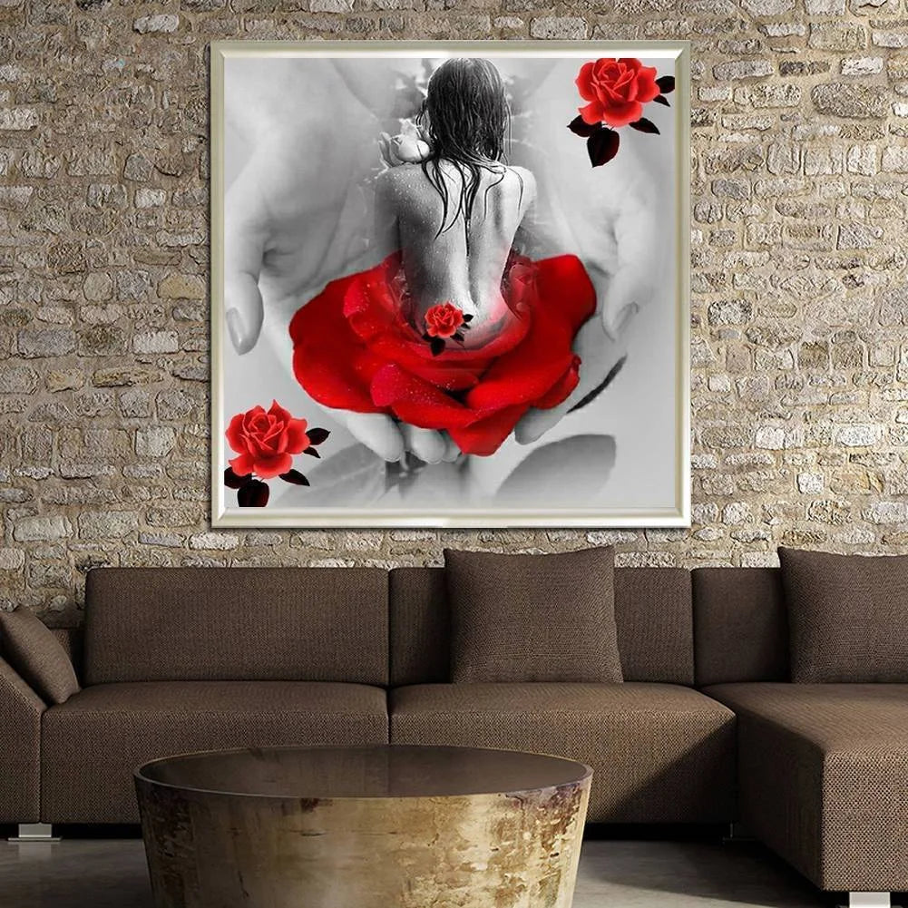 Woman Red Flower | Diamond Painting