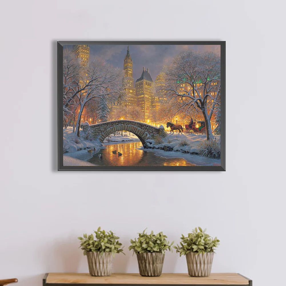 Small Bridge In The Snow | Diamond Painting