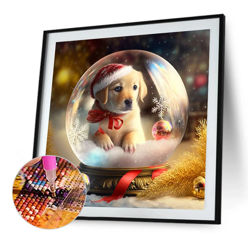 Christmas Dog Yellow Labrador | Diamond Painting