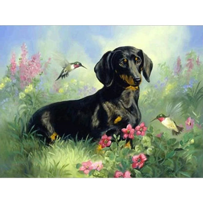 Bird And Dog Dachshund | Diamond Painting