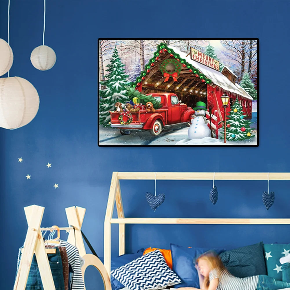 Christmas Red Cabin | Diamond Painting