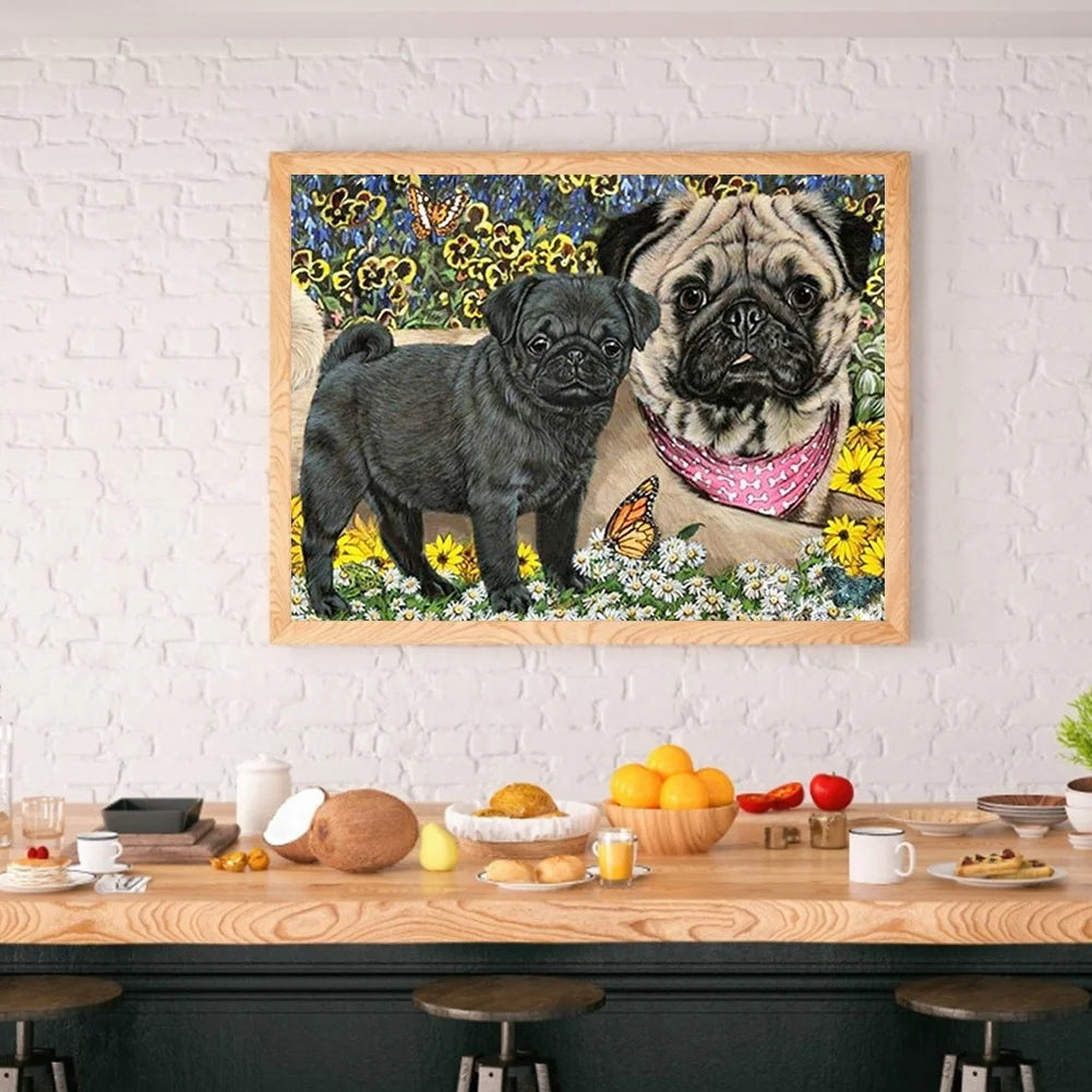 Butterfly And Dog Pug | Diamond Painting