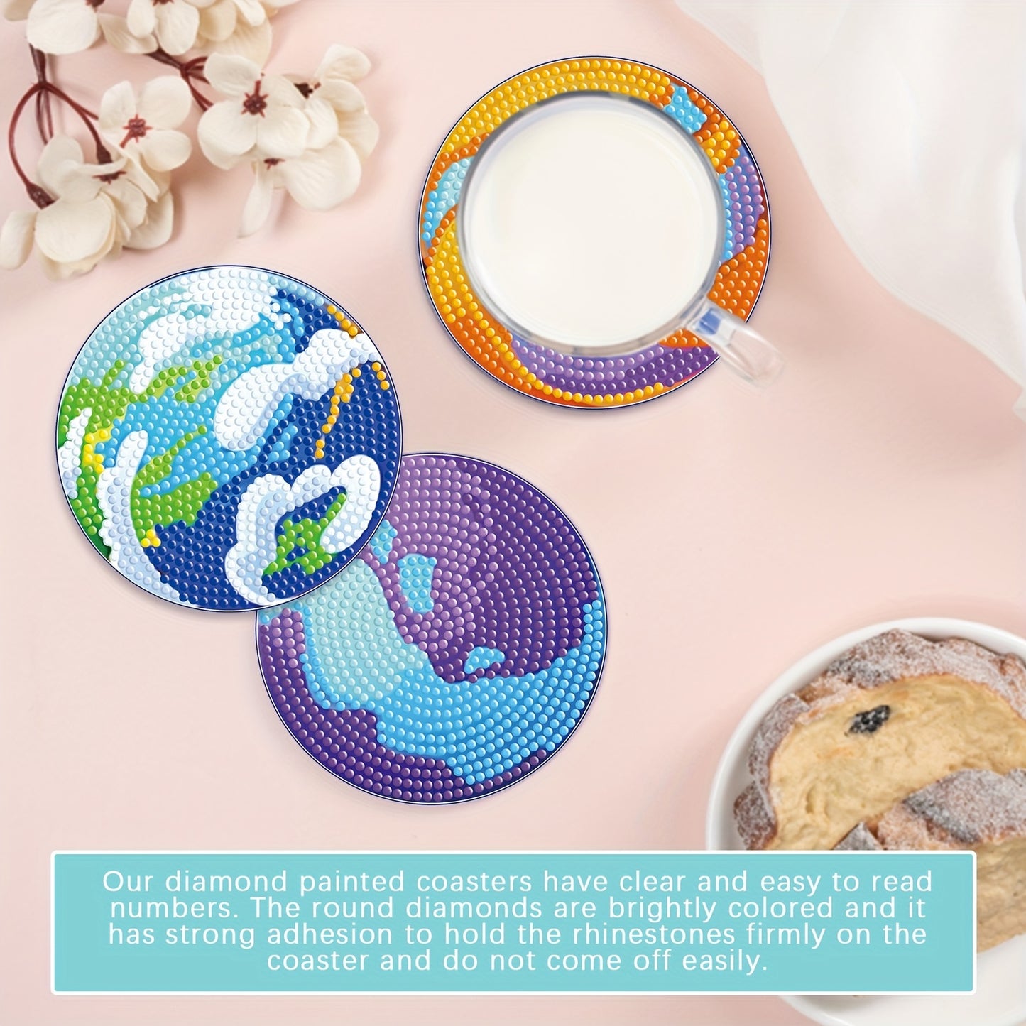 Diy 8pcs/set  Diamond Painting Coasters with Holder