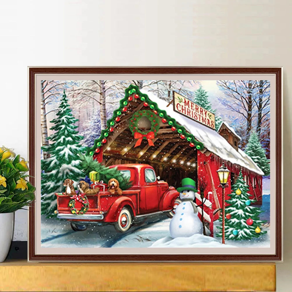 Christmas Red Cabin | Diamond Painting