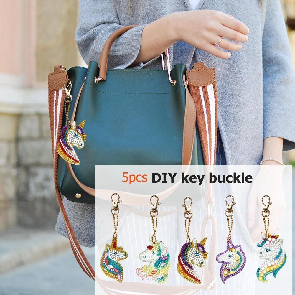 Diy 5pcs/set  Diamond Painting Keychain