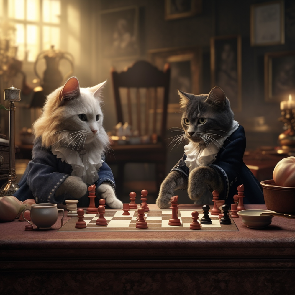 Cats Playing Chess | Diamond Painting