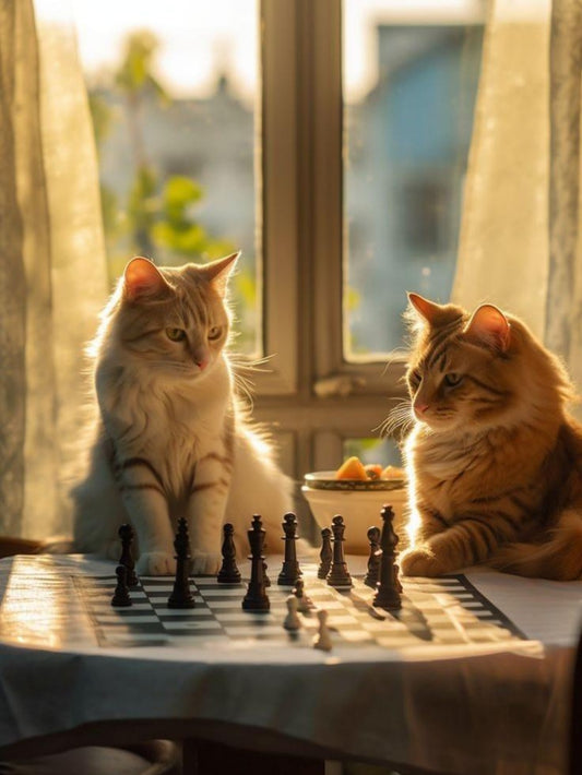 Cats Playing Chess | Diamond Painting