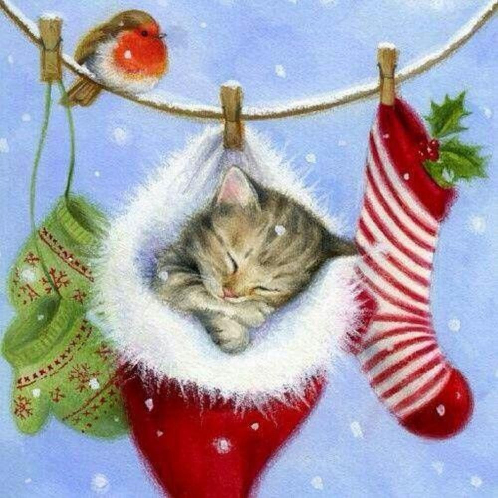 Christmas cat | Diamond Painting