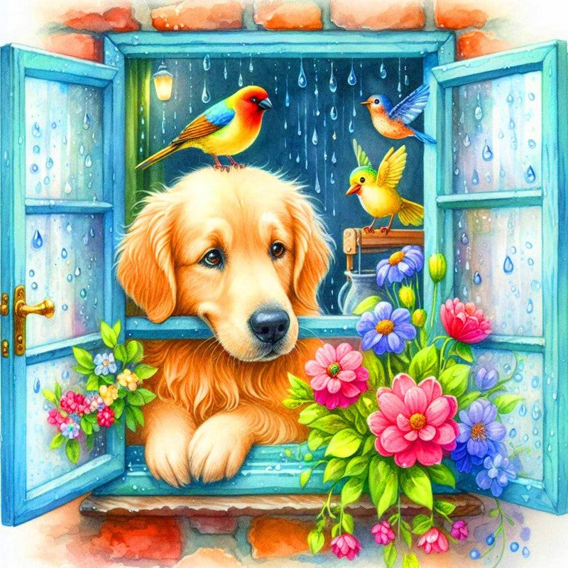 Cottage Garden Dog | Diamond Painting