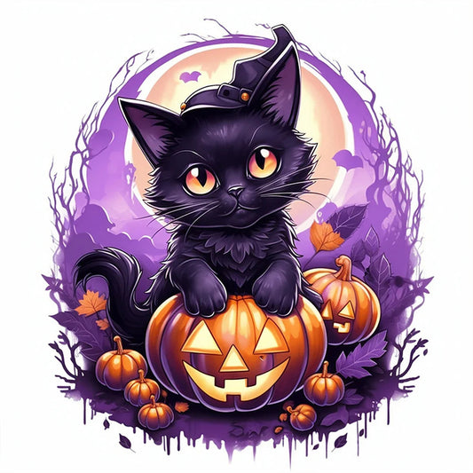 Halloween Black Cat | Cross Stitch Embroidery