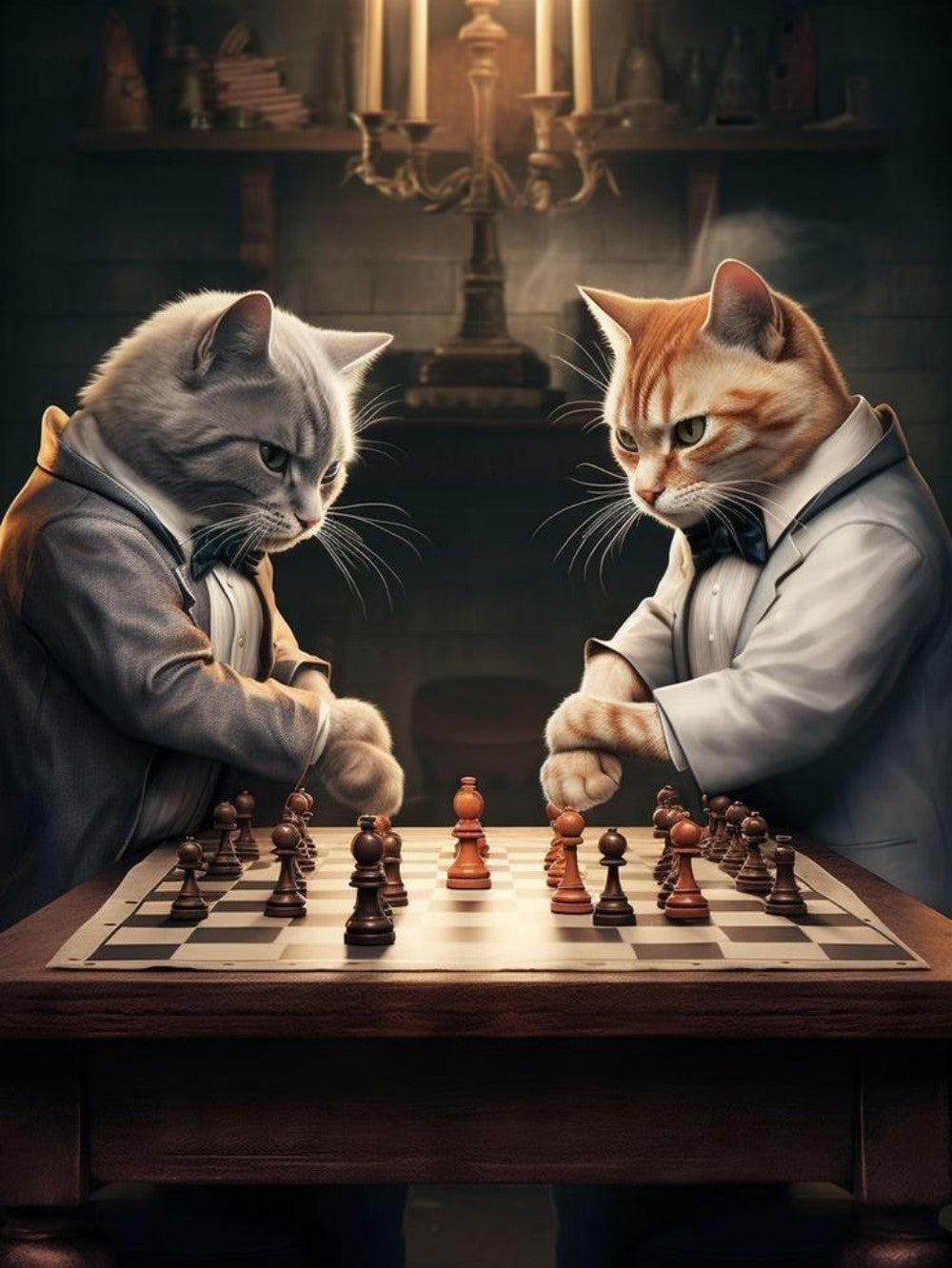 Cats Playing Chess | Diamond Painting