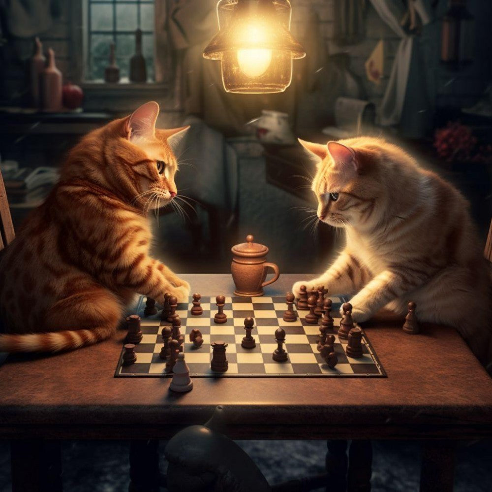 Cats Playing Chess | Diamond Painting