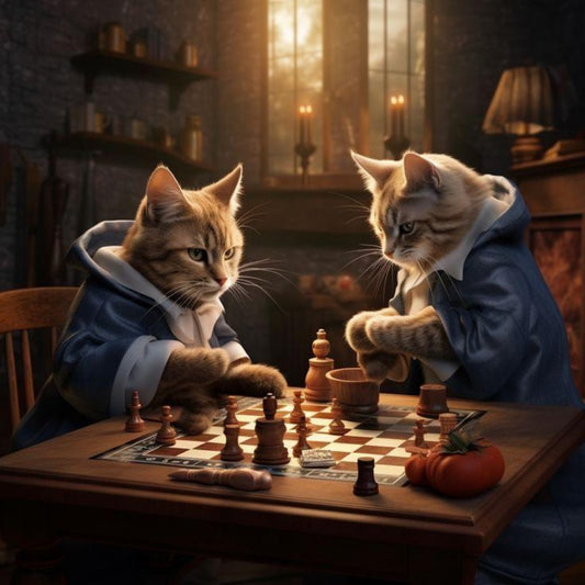 Cats Playing Chess | Diamond Painting