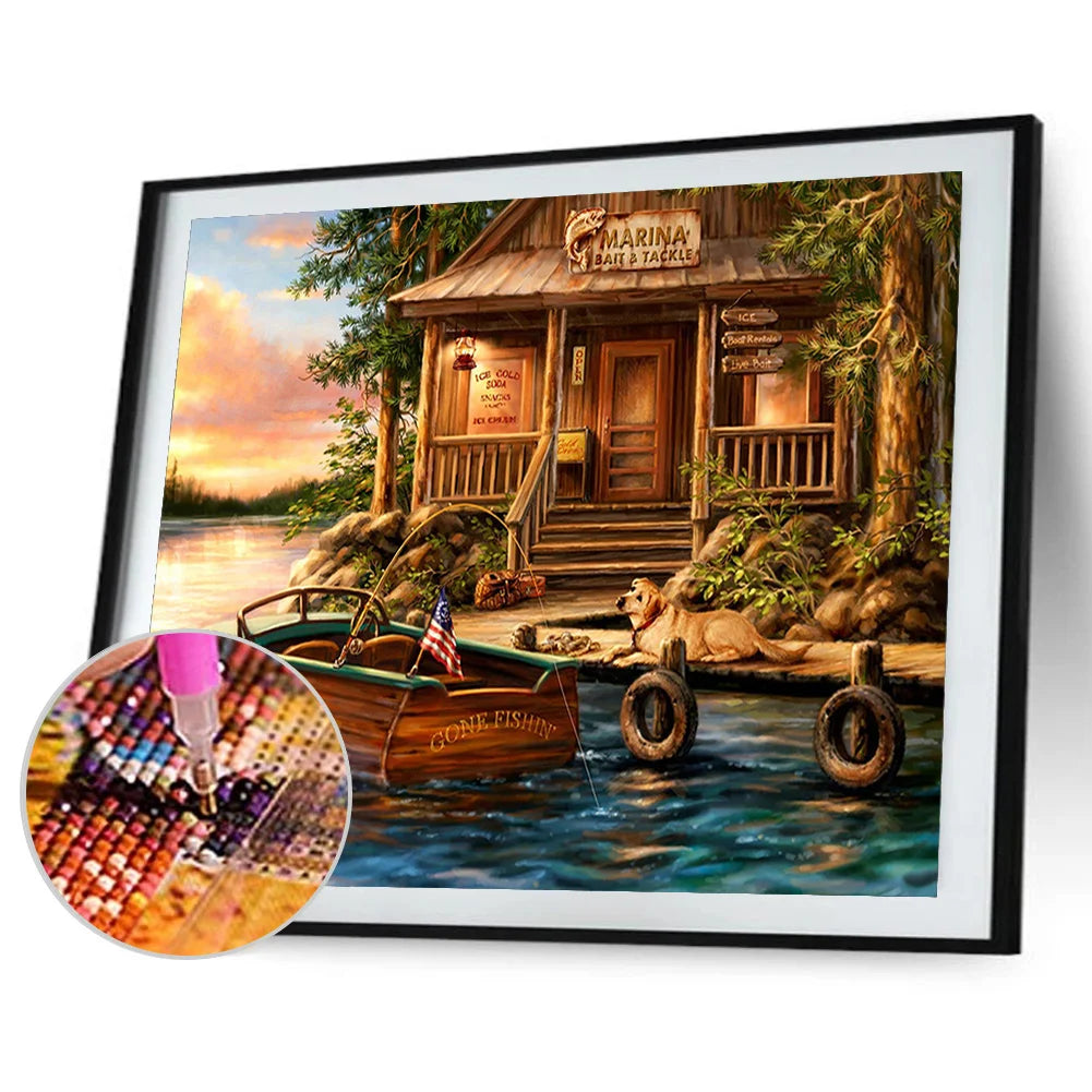 Cabin And Boat | Diamond Painting