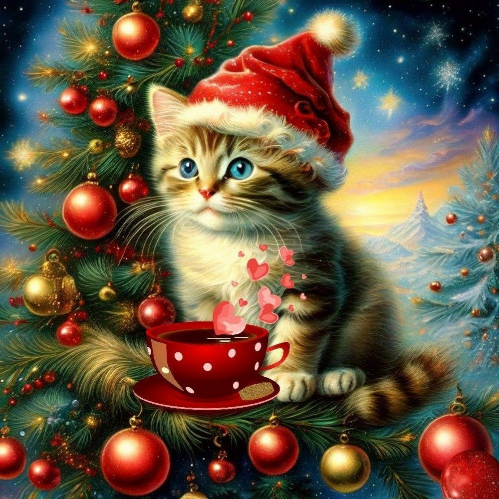 Christmas cat | Diamond Painting