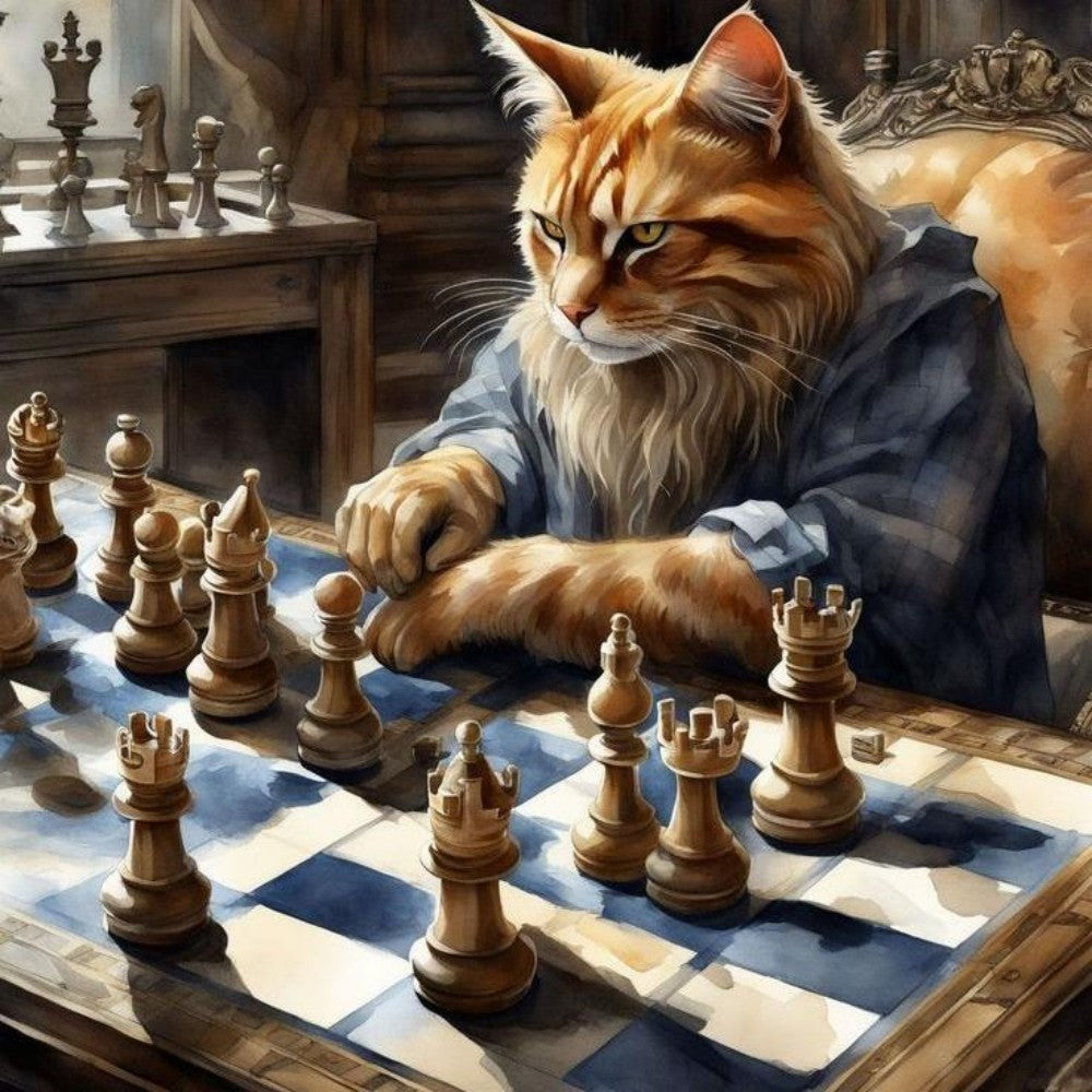 Cats Playing Chess | Diamond Painting