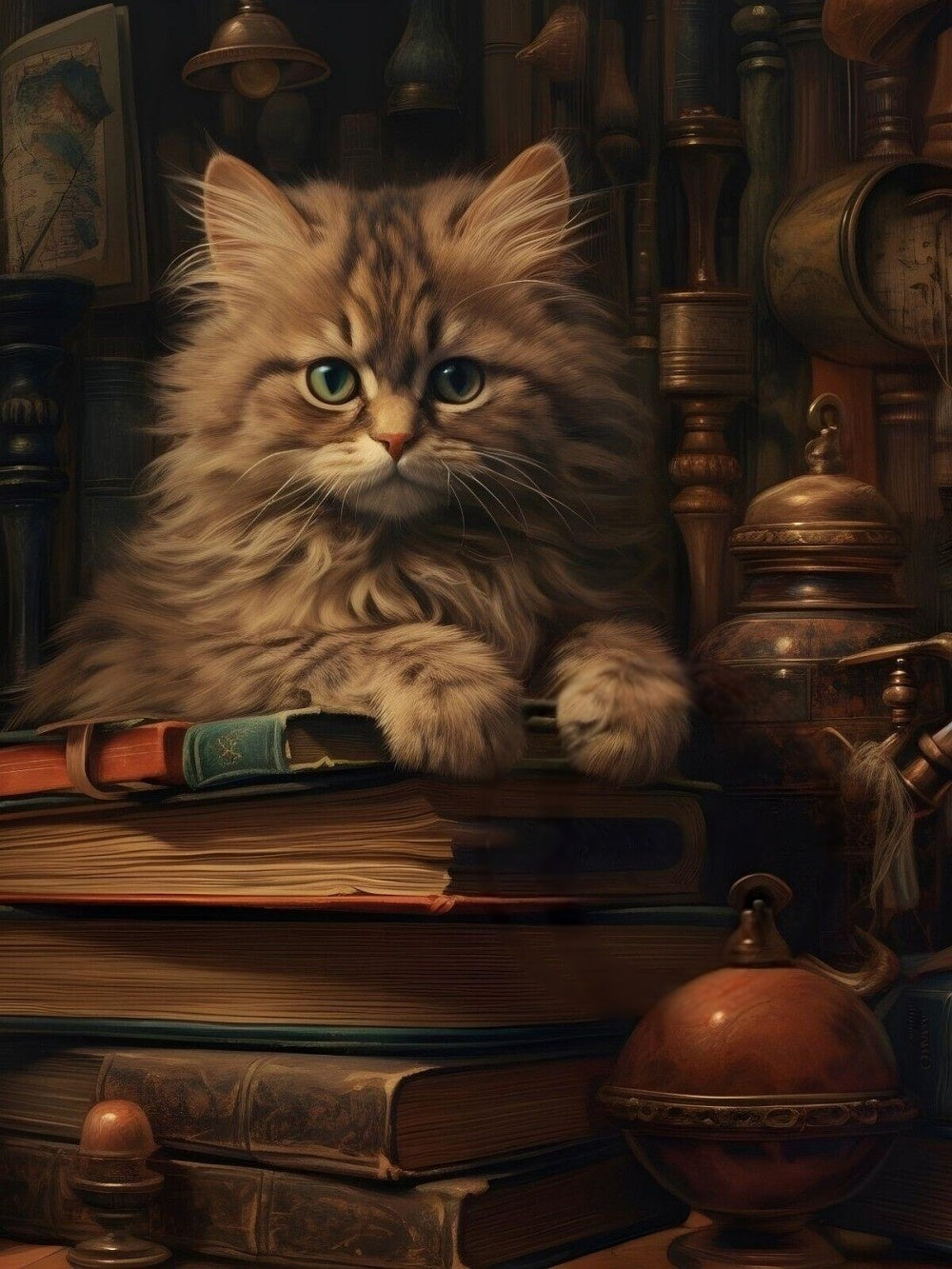 Cat Bookshelf | Diamond Painting