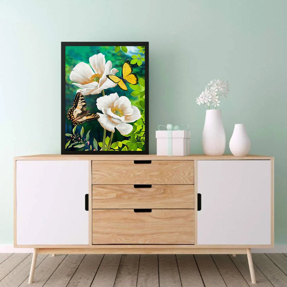 White Flower Butterfly | Diamond Painting