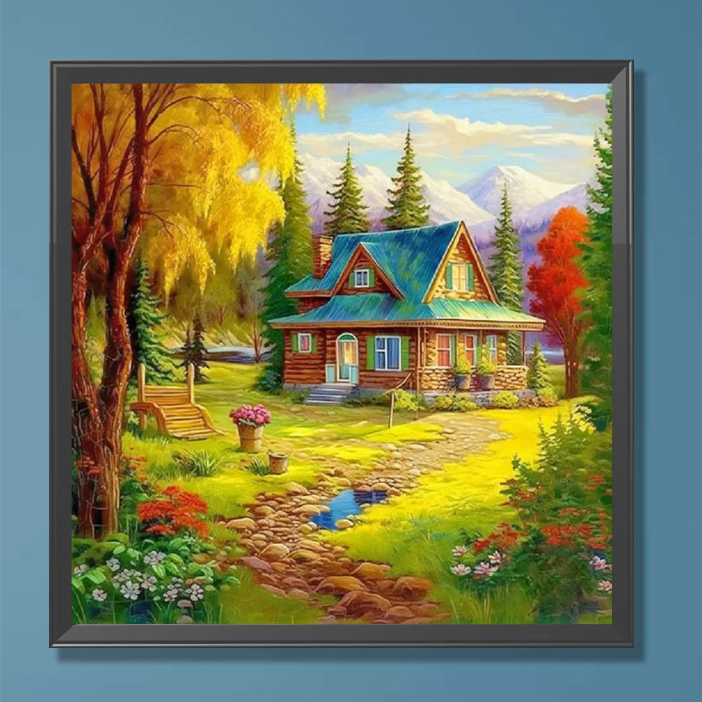 House At The Foot Of The Mountain | Diamond Painting