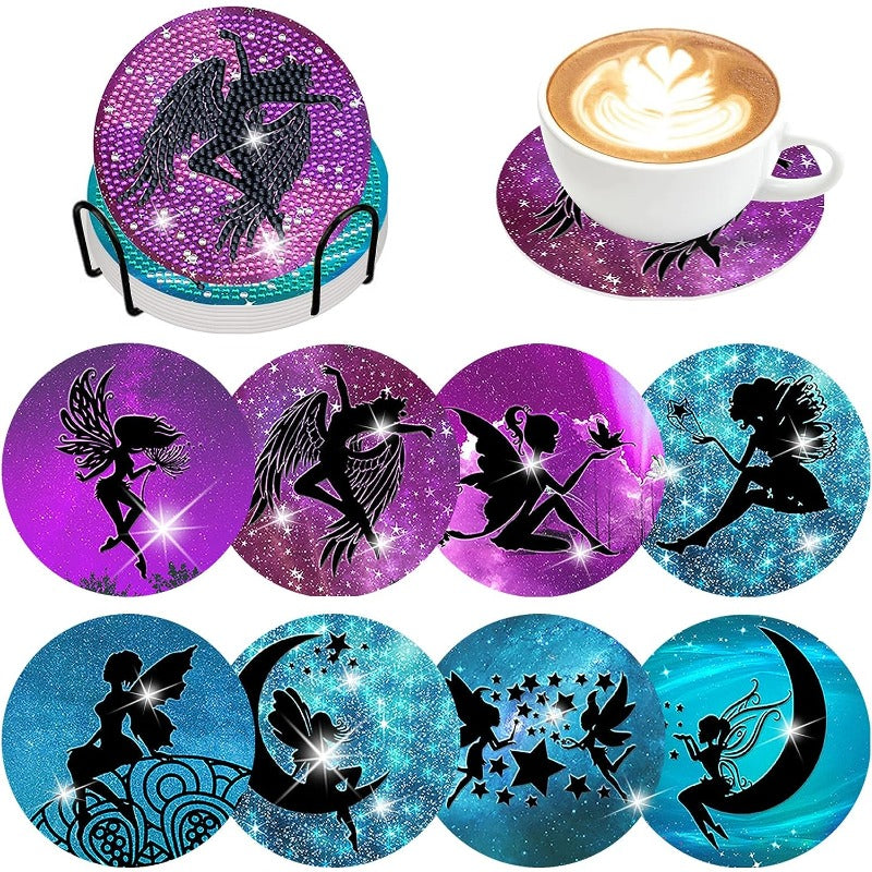 Diy 8pcs/set  Diamond Painting Coasters with Holder