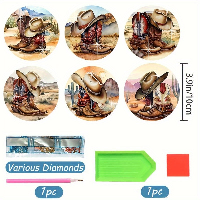 Diy 6pcs/set Pumpkin Cow Gnome  Diamond Painting Coasters with Holder