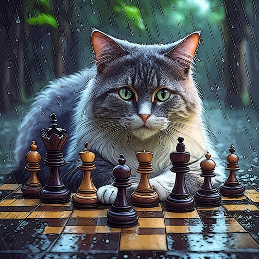 Cats Playing Chess | Diamond Painting