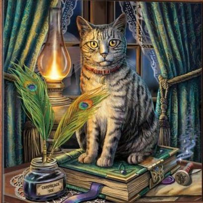 Cat Bookshelf | Diamond Painting