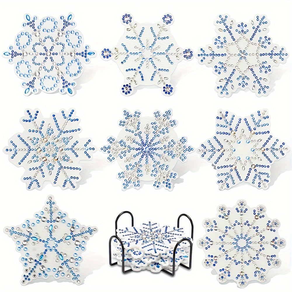 Diy 8pcs/set Christmas  Diamond Painting Coasters with Holder