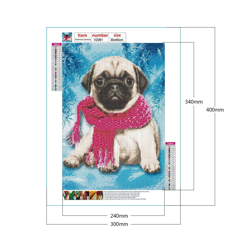 Scarf Dog Pug | Diamond Painting