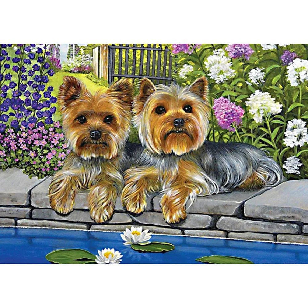 Two Dogs Yorkie | Cross Stitch Embroidery