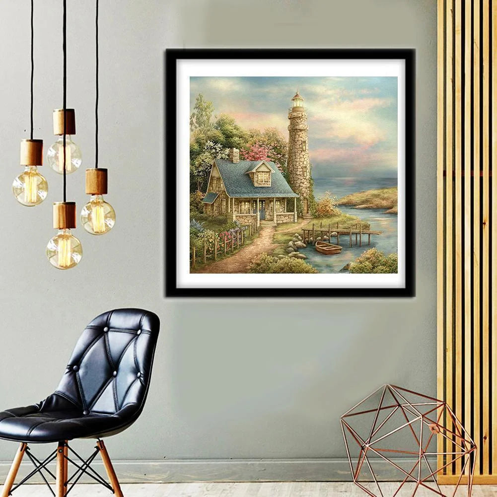 Lighthouse And Villa | Diamond Painting