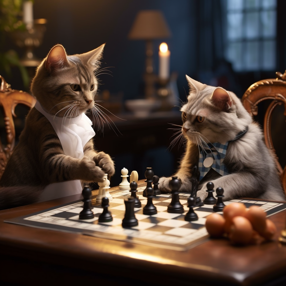 Cats Playing Chess | Diamond Painting