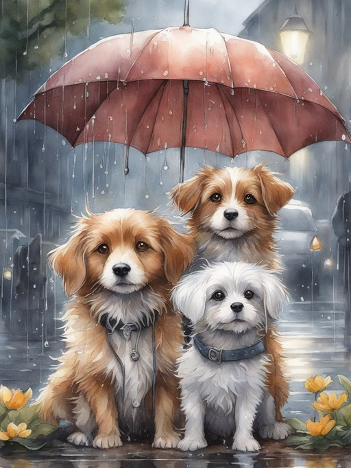 Raining Cat and Dog | Diamond Painting