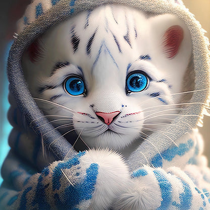 White Tiger Blue Eyes | Diamond Painting