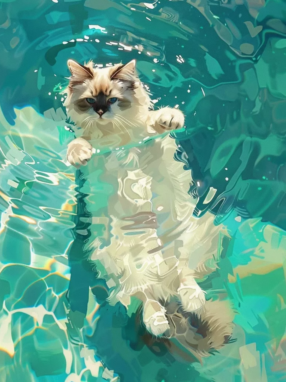 Pool Cat | Diamond Painting